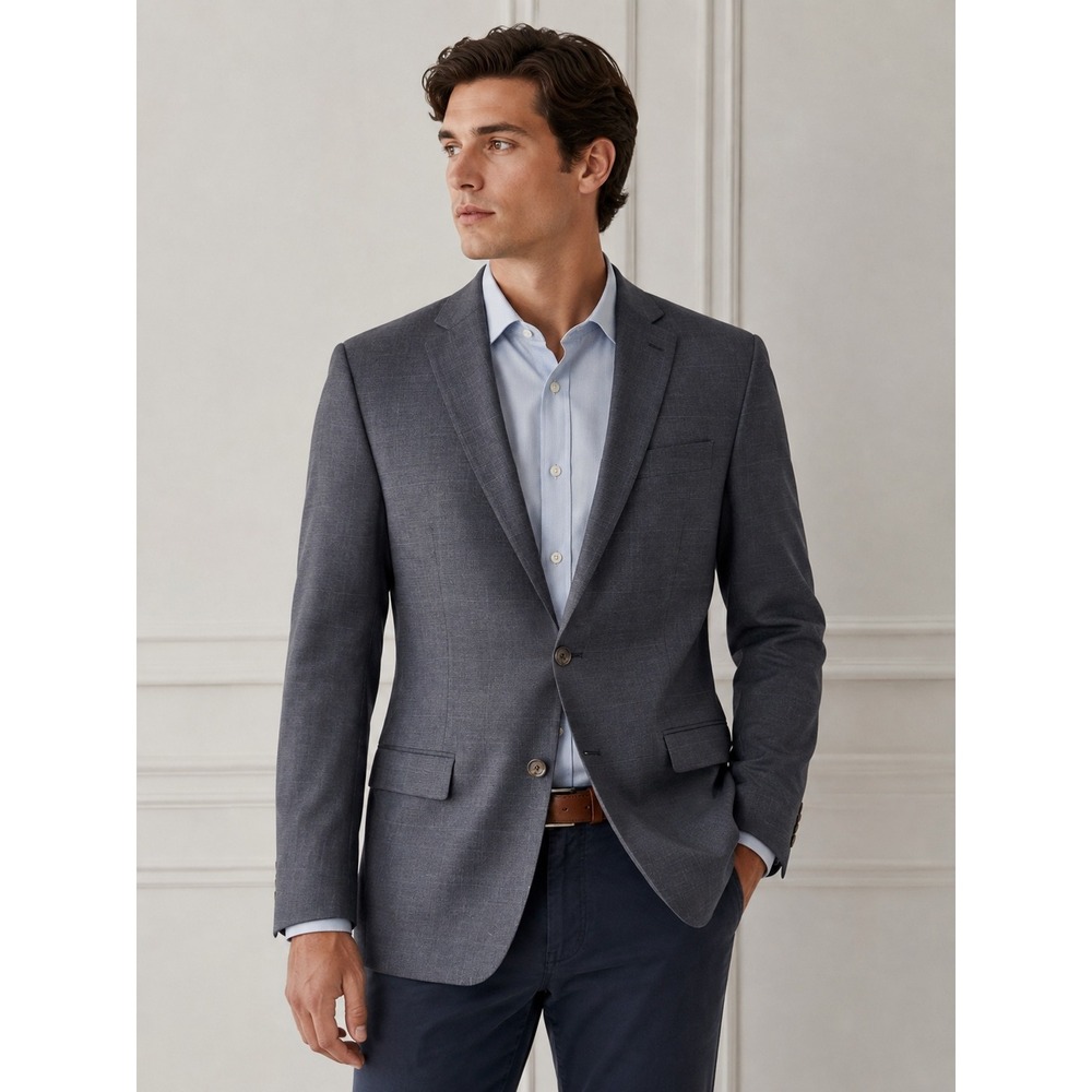 Lauren Ralph Lauren Mens 40R‎ Wool Blazer Sport Coat Gray Blue Glen Plaid